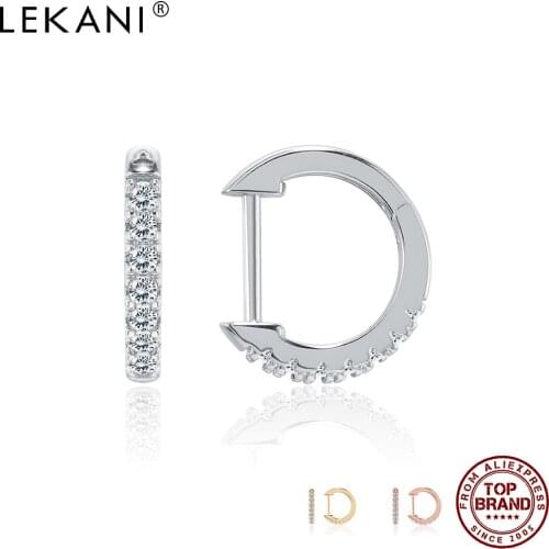 LEKANI Small Hoop Earrings For Women 5A Clear Cubic Zirconia 3 Colors Earring Anniversary Female Fashion Jewelry Free Shipping