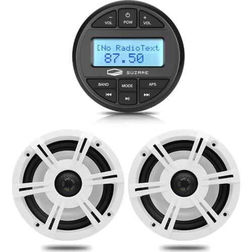 Marine Stereo Audio Bluetooth Media Receiver Boat Radio FM AM Car MP3 Player+6.5inch Marine Waterproof Speakers For Yacht Pool