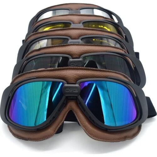 Motorcycle Goggles Helmet Motorcycle Goggle Glass Vintage Pilot Biker Leather Moto Bike ATV Goggle
