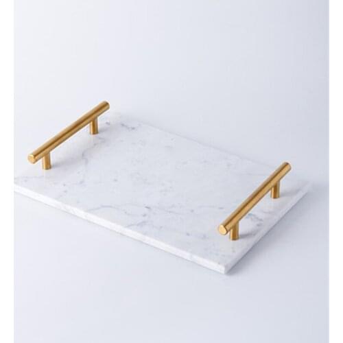 Rectangular handle marble jewelry storage tray Bathroom wash towel toothbrush storage plate square plates set Cake plate platos