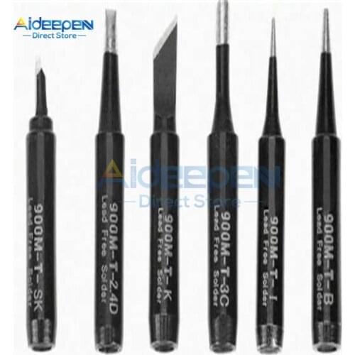 6Pcs/set Lead-free Soldering Iron Tip 900M-T-SK 900M-T-2.4D 900M-T-K 900M-T-3C 900M-T-I 900M-T-B Welding Tips Soldering Tool Kit