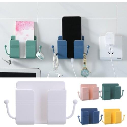 Wall Mounted Organizer Air Conditioner TV Remote Control Storage Box Mobile Phone Plug Holder Multifunction USB Charging Stand