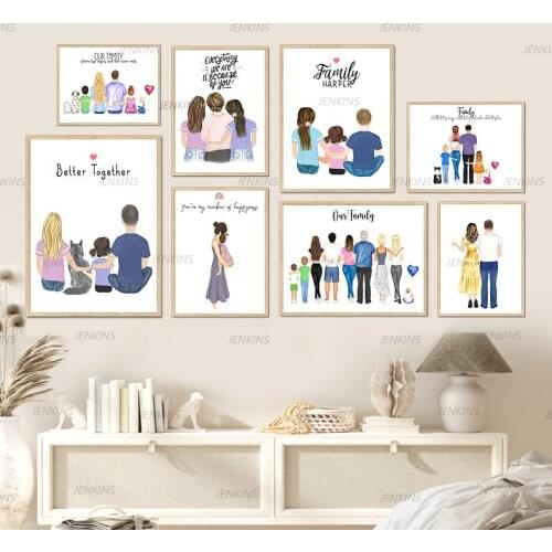 Family Father Mother Child Love Rainbow Wall Art Canvas Painting Nordic Posters And Prints Wall Pictures For Living Room Decor
