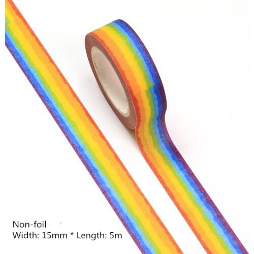 NEW 10pcs/lot 15MM*5m Rainbow Decorative Washi Tape Scrapbooking Masking Tape Office Supply Adhesive Kawaii Stationery