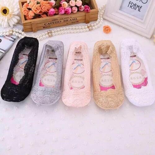 New New New Summer women Cotton Lace Antiskid Invisible Liner Non-slip Antiskid Slippers Anti-Slip Sock 1pair=2pcs