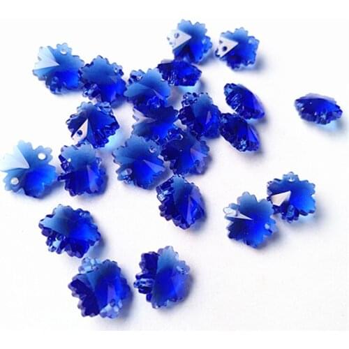 New Arrival 50pcs Blue 14mm K9 Crystal Snow Chandelier Beads (Free Rings) in Two holes Crystal Strands Garlands Accessories