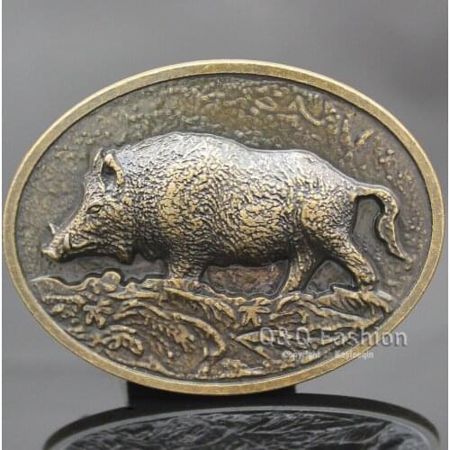 New Fashion Belt Buckle Western Antique Gold Wild Boar Pig Animal Hunt Tractor Farm Men Gift