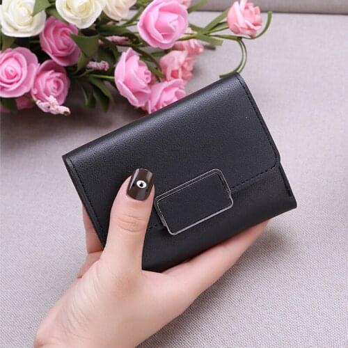 New Money Small Wallet Women Casual Solid Wallet Fashion Brand Leather Female Short Mini Clutch Lady Purse Money Clip Wallet