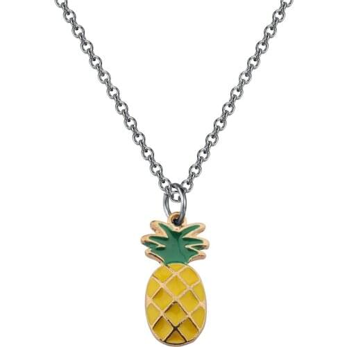 Wholesale Hot New Hollow Pineapple Pendant Necklace Cute Link Chain Fruit Necklace For Girlfriend Present