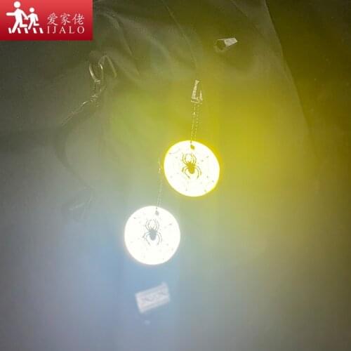 ORAFOL600 Light Halloween spider pattern reflective pendant soft PVC keychain safety warning school bag accessories holiday gift