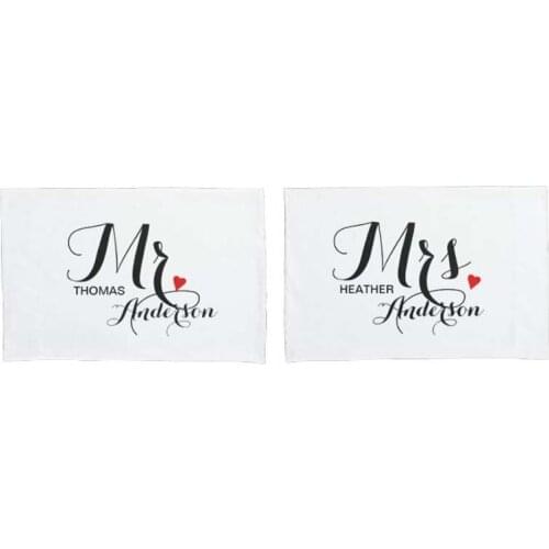 Personalized Mr and Mrs Wedding Couples Pillow Case for Him for Her for Valentines Day, Anniversary, Wedding