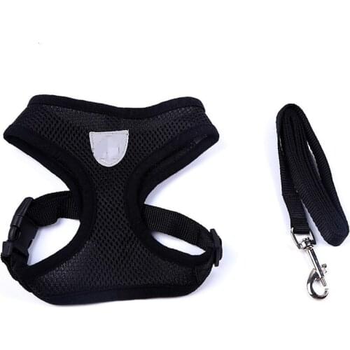 Pet Adjustable Vest Walking Lead Puppy Polyester Mesh Harness Small Medium Portable Dog Harness with Leash Dog Pet dog leash
