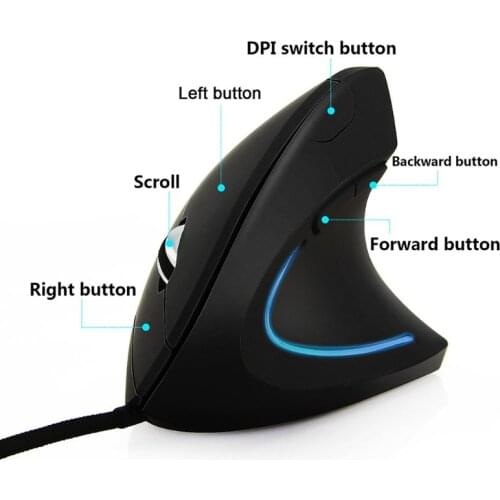 Wired Right Hand Vertical Mouse Ergonomic Gaming Mouse 800 1200 1600 DPI USB Optical Wrist Healthy Mice Mause For PC Computer