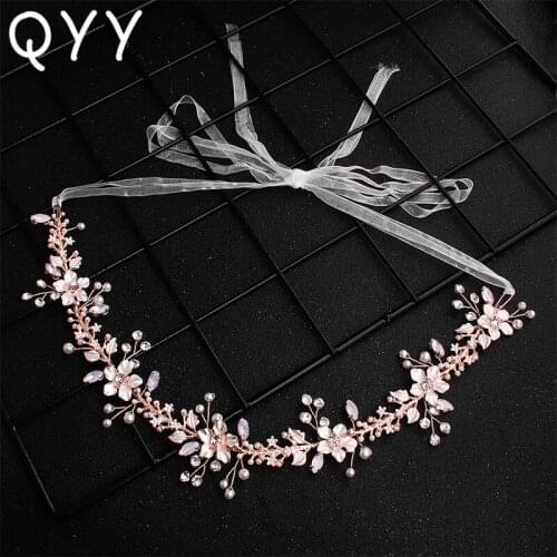 QYY Flowers Wedding Headbands Handmade Bridal Hair Accessories Hair Jewelry Bridesmaid Headpieces Princess Tiaras for Women