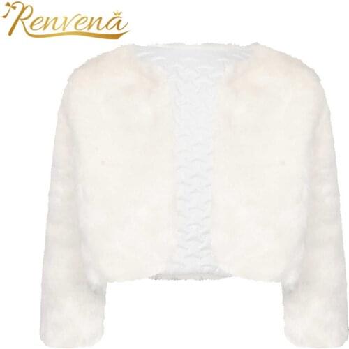 Girls Faux Fur Long Sleeve Jackets For Childrens Coat Cape Flower Girl Dresses Bolero Wedding Jackets Wrap Kids Shawl Coats