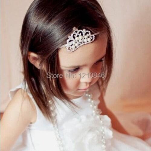 Wedding Pearl Princess Tiara Headband Royal Pearl Crown Baby Headband Christmas Gift Rhinestone children accessories 30pcs/lot