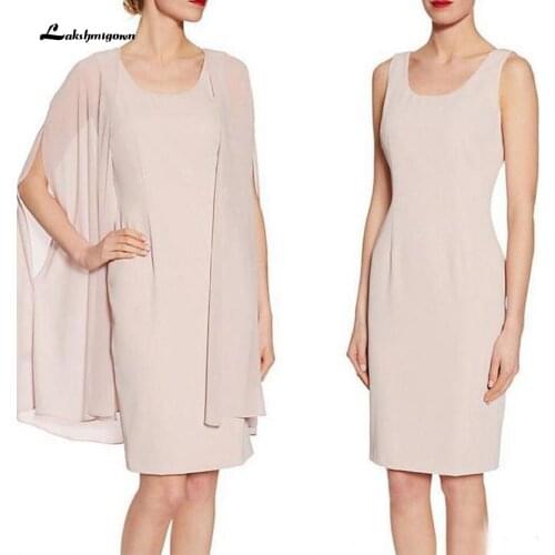 Bridal Mother Wedding Dress Short with Jacket Vestidos Madrina Simple Evening Party Gowns 2020 Custom Made