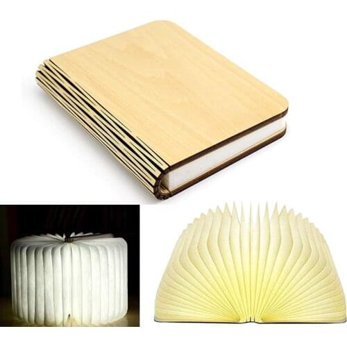 LED Wooden Book Lamp Night Light Portable 3 Colors Creative USB Rechargeable Reading Lights Foldable Desk Decoration Table Lamp