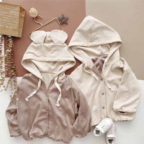 Tonytaobaby New Autumn Clothes for Boys and Girls Pure-color Double-sided Wear Hoodie