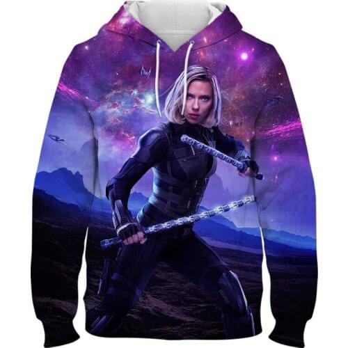 Marvel Hero Black Widow Female Hoodies Casual Spring Autumn 3D Print Boy Girl Kids Clothing Harajuku Style Mens Sweatshirt