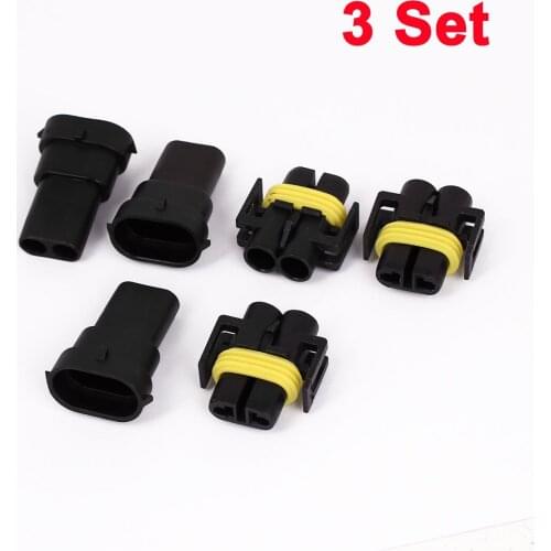 UXCELL 3 Set 2Pin Way Sealed Waterproof Electrical Wire Lead Connector Adapter For Car Auto