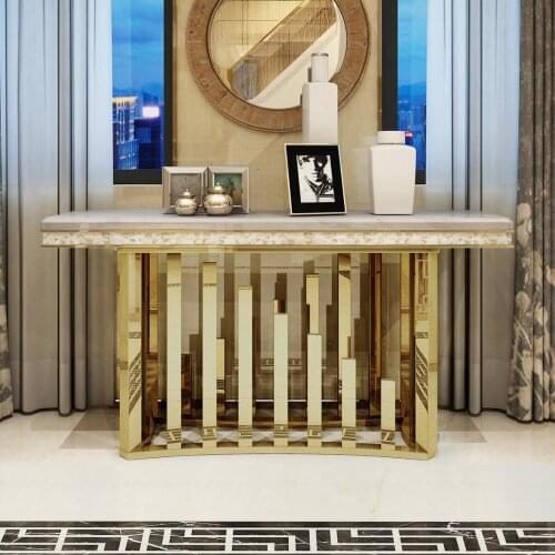 High quality Sofa Tables Golden Porch European Style Marble Nordic Living Room Door Entry stainless steel Art