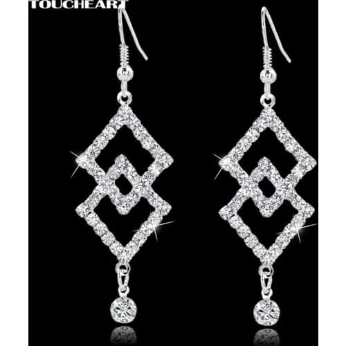TOUCHEART crystal long earrings fashion jewelry wedding vintage Silver color drop Earrings With Stones for women SER150125