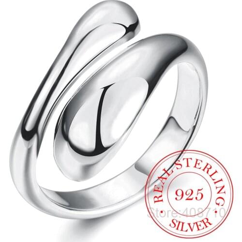 Silver Color Double Round Head Waterdrop Adjustable Size Ring for women New Fashion Wome Jewelry Unique Wedding Anniversary Gift