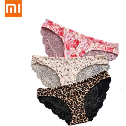 Xiaomi mijia ice silk underwear womens comfortable skin-friendly breathable sexy lace thong low-waist antibacterial briefs 981
