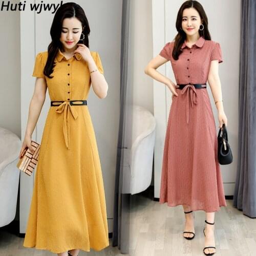 Summer Women Vintage Solid Midi Dresses Elegant Bodycon Party Pink Maxi Evening Vestidos 2021 Casual Chiffon Boho Beach Sundress