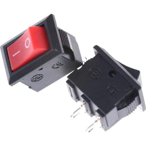 10pcs/lot 10x15mm Rocker Switches 2 Pin SPST Soldering Terminal Boat Rocker Push Button Switch 3A AC 250V Switches Red Black