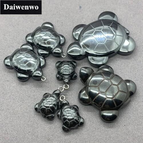 Natural Stone Hematitie Tortoise Pendant for Jewelry Keychain Decoration