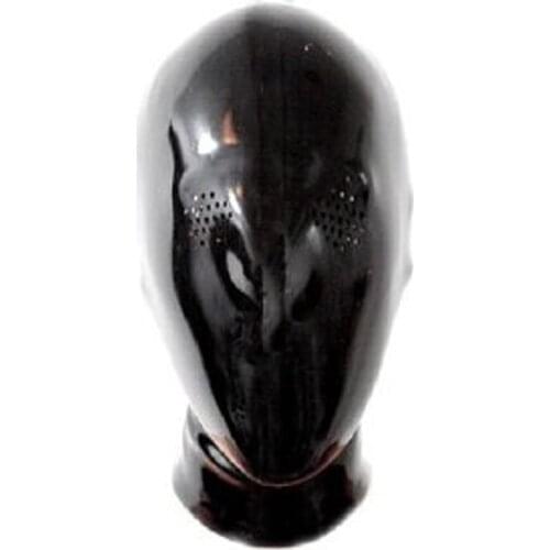 100% natural latex black mask rubber head hood Fetish cosplay Masks