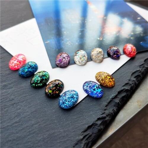 20pcs/lot Multicolors 10x14mm 13x18mm Oval Shape Flatback Plastic Cabochon Beads Fit DIY Pendant Jewelry Making Findings Crafts