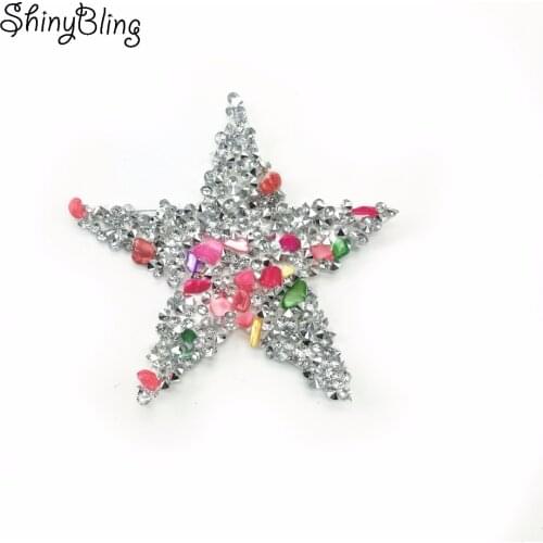 8cm star design hotfix rhinestone motif iron on patches applique for heat transfer clothing shoes bag diy