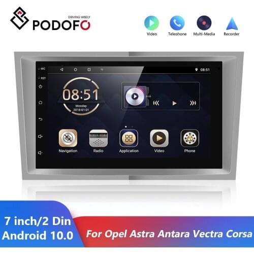 Podofo 2 Din Android Split Screen GPS Wifi Car Video Players For Opel Vauxhall Astra Vectra Antara Zafira Corsa Vivaro Meriva