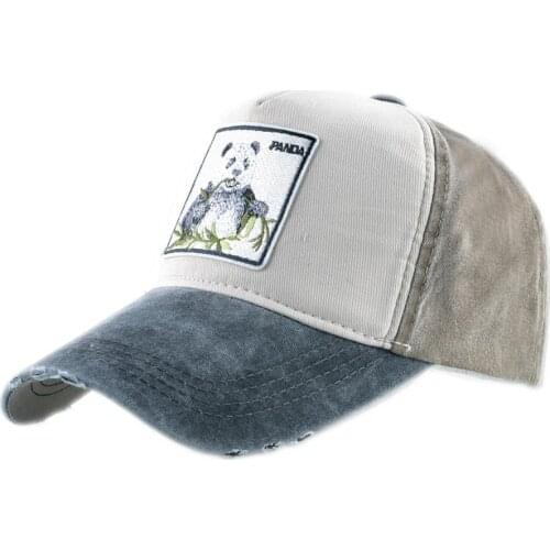 Animal Baseball Cap Men Women Fashion Panda Embroidery Snapback Hat Summer Autumn Cotton Washed denim Hip Hop Bone Casquette