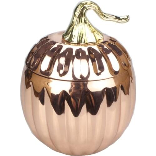 304 stainless steel copper plated cocktail glass creative pumpkin cup shape gold plated lid bar wine glass 500ml