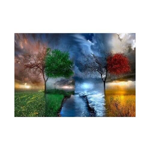 Four seasons tree, DIY diamond painting cross stitch, ladies needlework, home decoration square mosaic 5D diamond embroidery