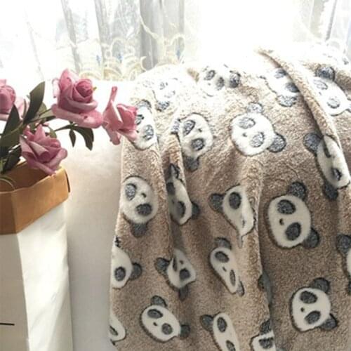 Cartoon Bear Panda Printed Coral Fannel Blanket Kids Black White Winter Throw Blanket Bedroom Quilt Living Rooms