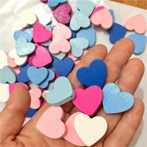 DIY 30pcs/Set Wood Beads Gold and Silver Colorful Heart Shape Beads Wooden Spacer Beads For Kids Jewelry Making 23x21mm Hot Sell