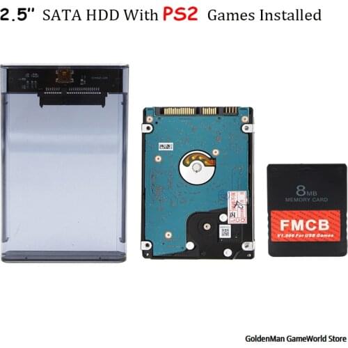 FMCB 8MB/16MB/32MB/64MB for USB games+2.5'SATA Hard Disk 320/500GB/1/2TB with PS2 games Installed +Transparent Black Case