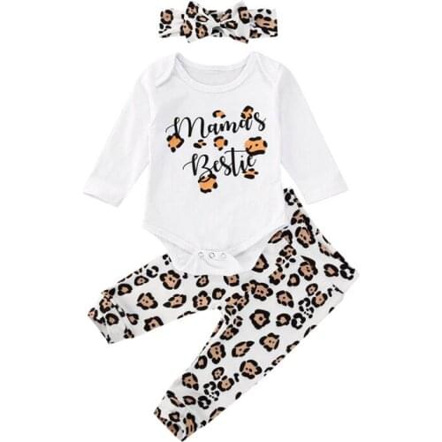 PUDCOCO Newborn Baby Girls Long Sleeve Romper Lepoard Long Pants Casual Sunsuit Clothes Set 0-18M clothes set Elegant