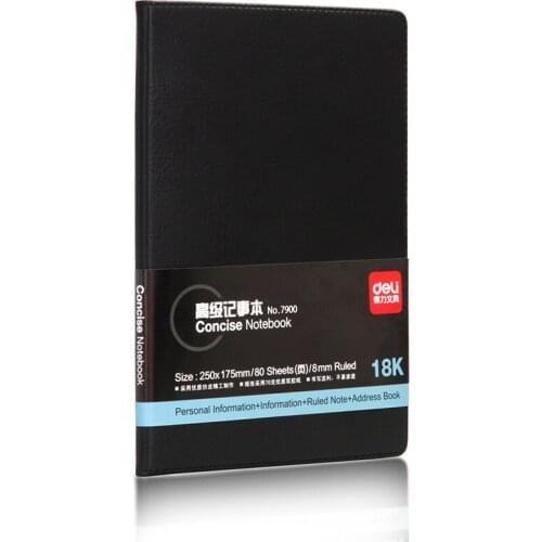 Handsome leather copy 80 pages 7900 hard face notepad meeting record 18K notepad diary black