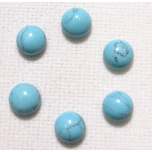 Wholesale hight quality 100pcs/lot natural Stone turquoises 8mm Round cab Cabochons Smooth Beads for Jewelry making Accessories