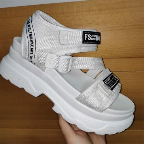 Summer Ladies Shoes Thick Platform Bottom Flat Sandals Wedges Heels Hook Loop Button Casual Female Sandals Comfort Lady Footwear