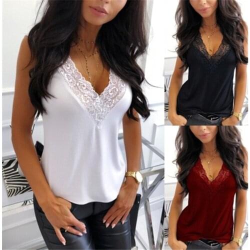 Women Lace Chiffon Tank Top Summer Sleeveless V Neck Lace Sexy Tops Backless Cami Party T-Shirts Camisole Streetwear Tanks Tee