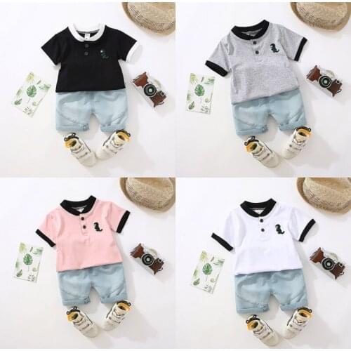 Fashion Baby Clothes Set Summer Toddler Baby Kids Boy Tops T-shirt Short Pants Outfit Set