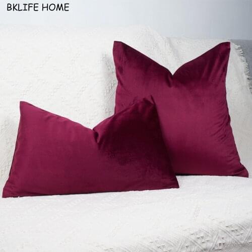 Lovely Velvet Cushion Cover Red Wine Pillow Case Chair/Sofa Pillow Cover No Balling-up Home Decorative Without Stuffing