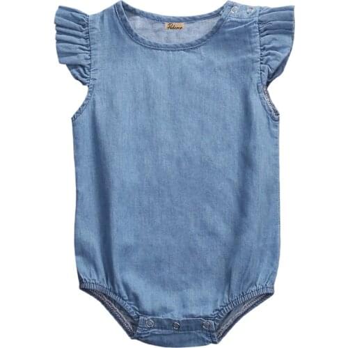 2017 new summer blue toddler Denim clothing Newborn Infant Baby Girl One-piece Romper Jumpsuit Clothes Outfit 0-24M t shirt